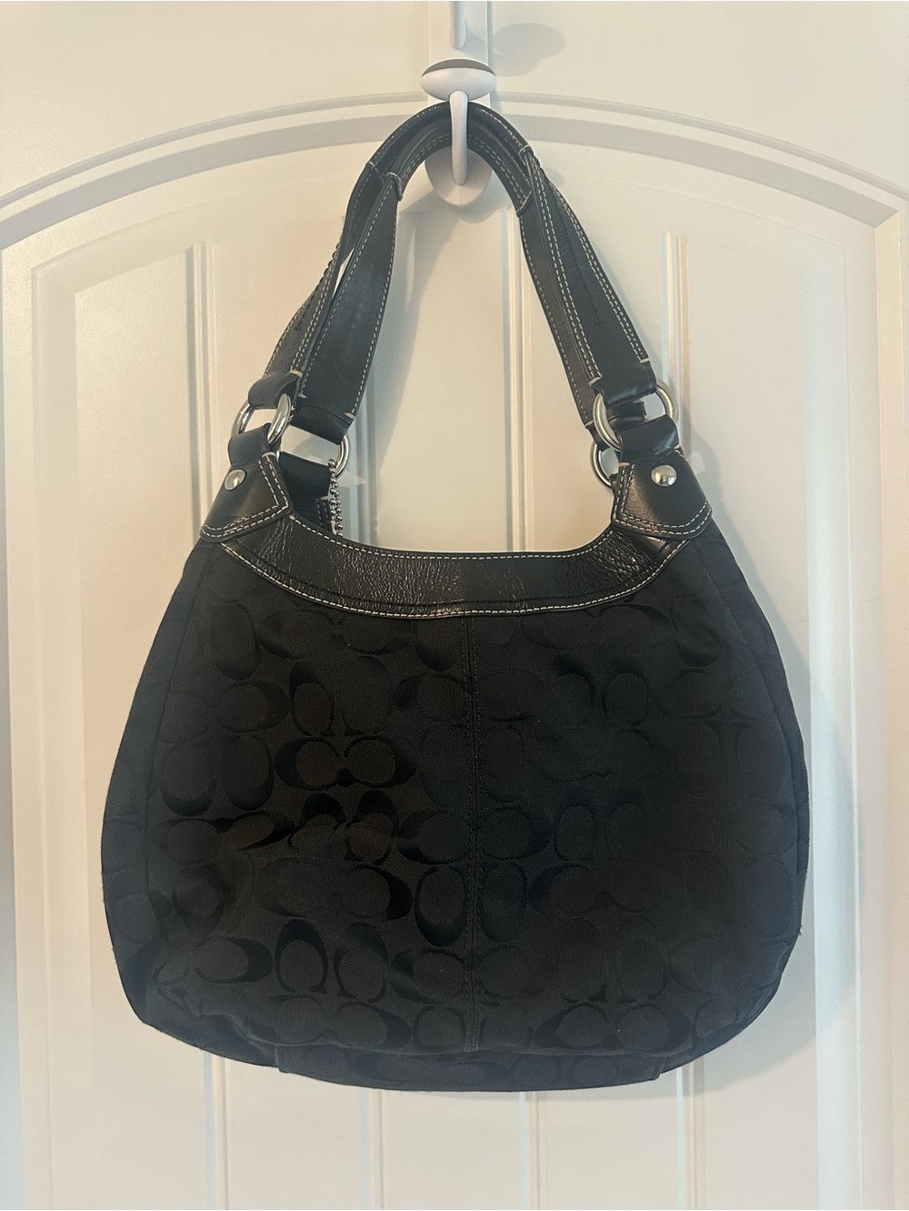 Coach Black SoHo Lynn Signature Hobo Bag with Buckle Accent - Picture 2 of 10